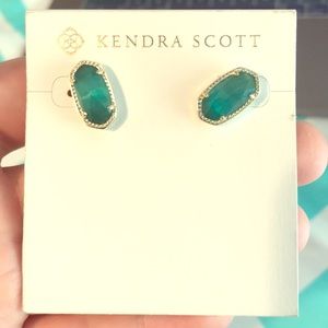 Ellie Gold Stud Earrings in Emerald Cat’s Eye